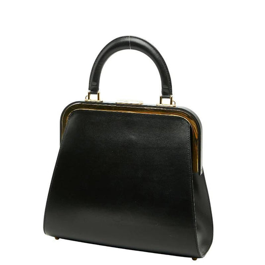 Dior Black Leather Logo Formal Handbag – Pre-Owned