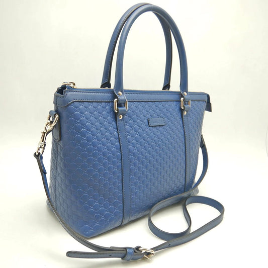 Gucci Micro Guccissima Leather 2-Way Tote Bag 449656 – Blue, Pre-Owned