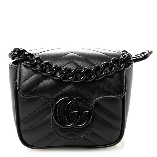Gucci GG Marmont Matelassé Monochrome Chain Mini Belt Bag - Calfskin