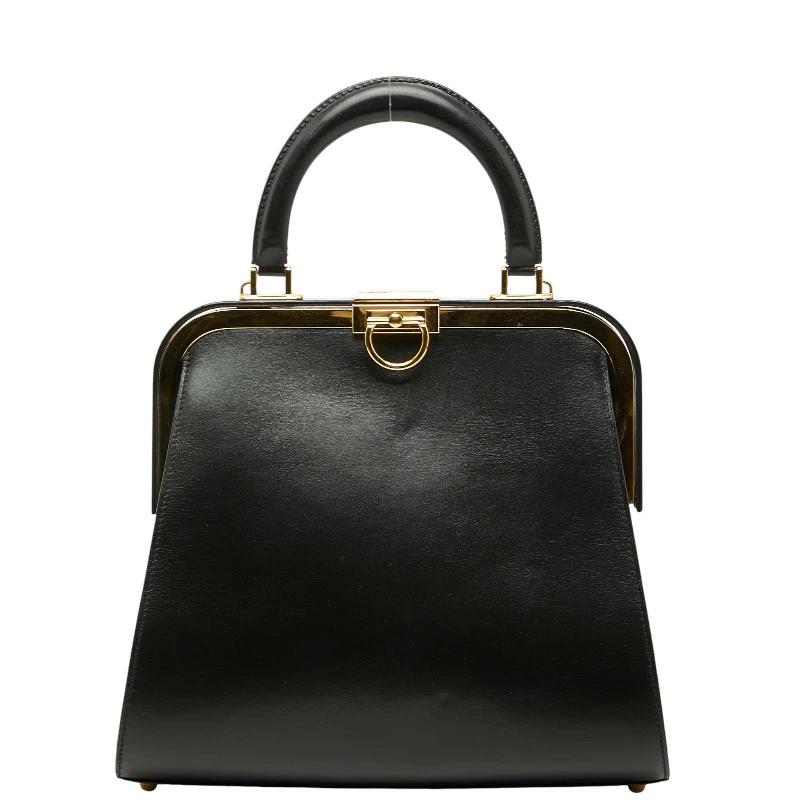Dior Black Leather Logo Formal Handbag – Pre-Owned