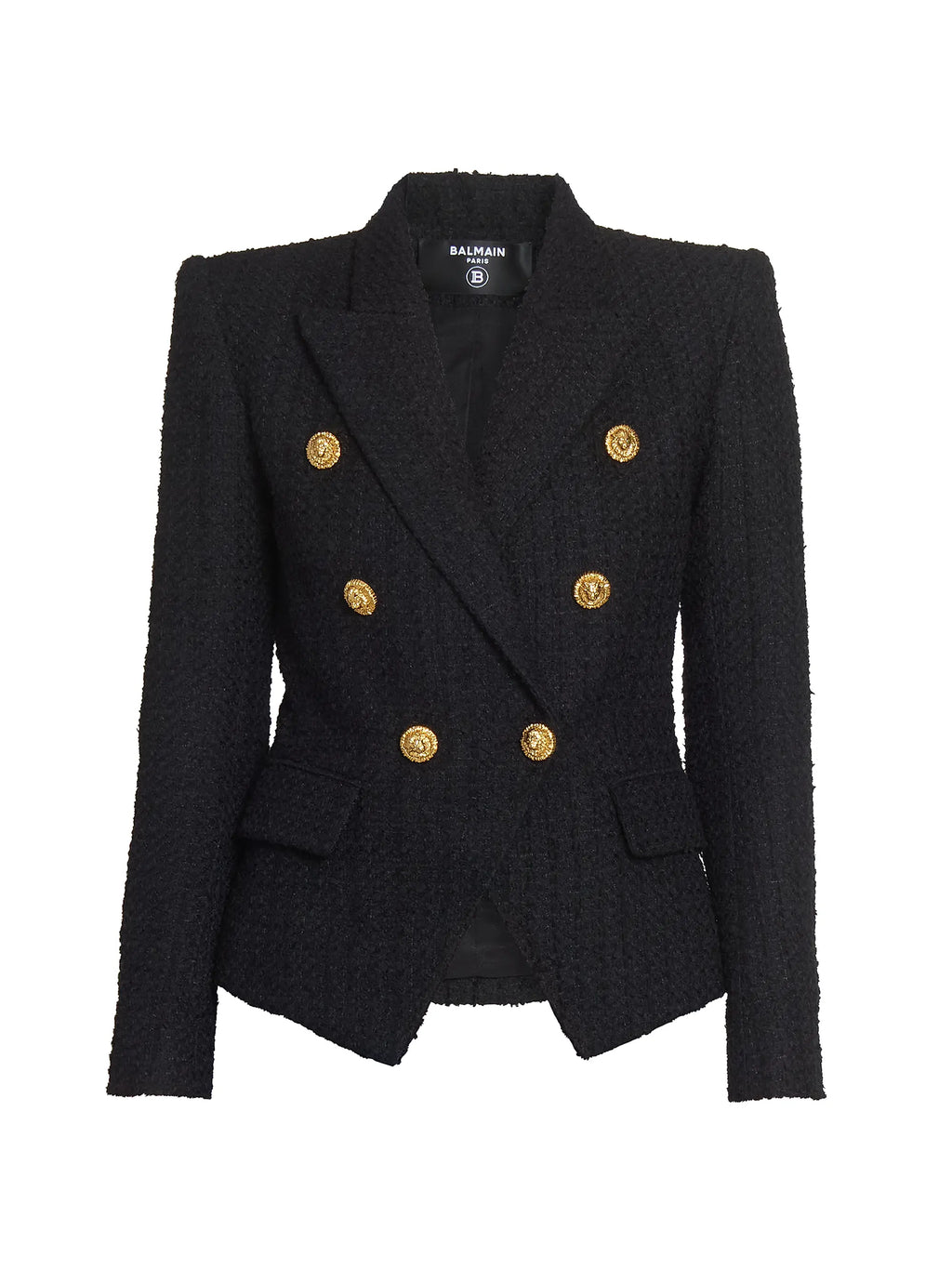 Balmain — Structured Blazer Button-Detail Tweed Double-Breasted Jacket