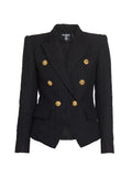 Balmain — Structured Blazer Button-Detail Tweed Double-Breasted Jacket