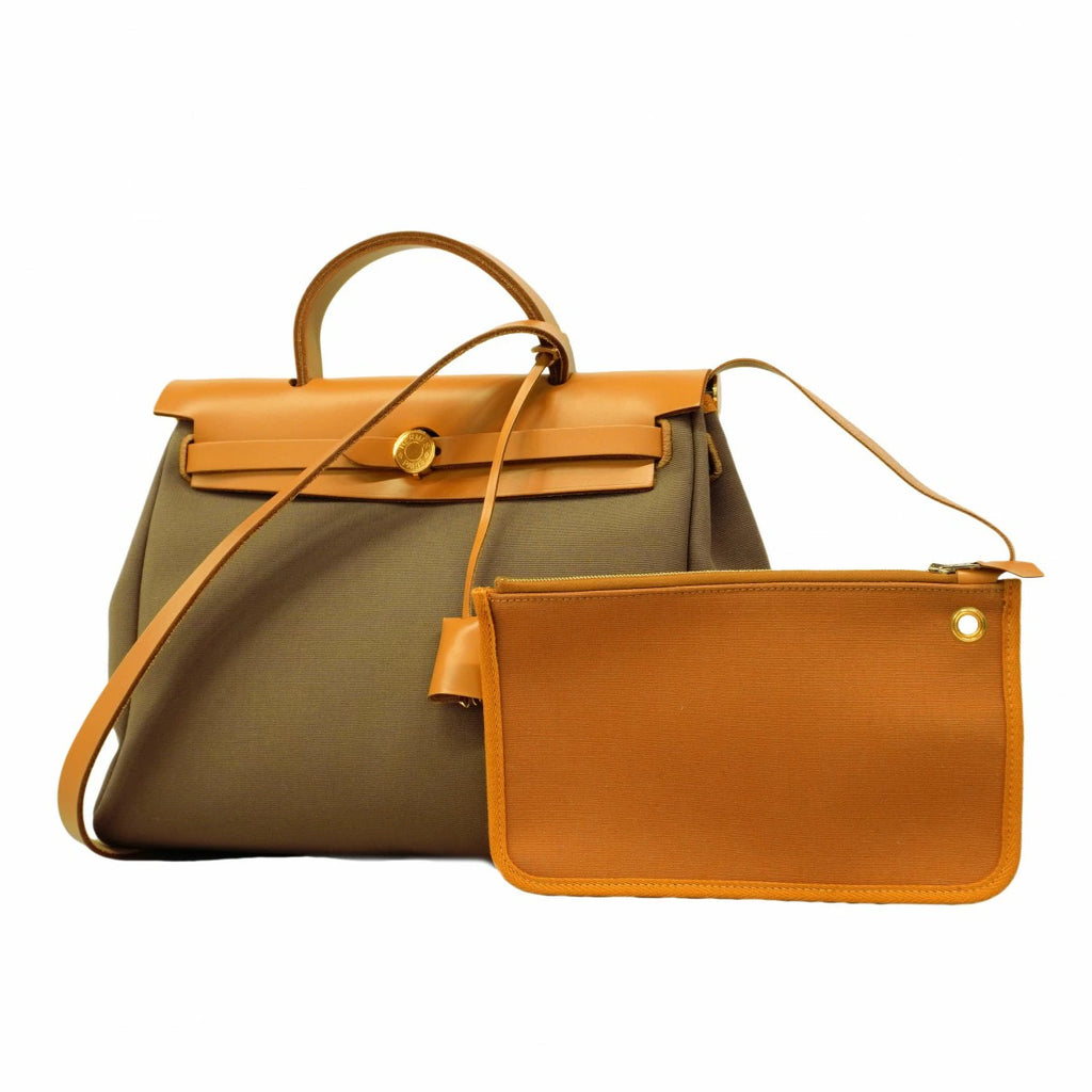 Hermès Herbag Zip PM Toile Officier Natural Leather 2-Way Bag with Gold Hardware – Pre-Owned