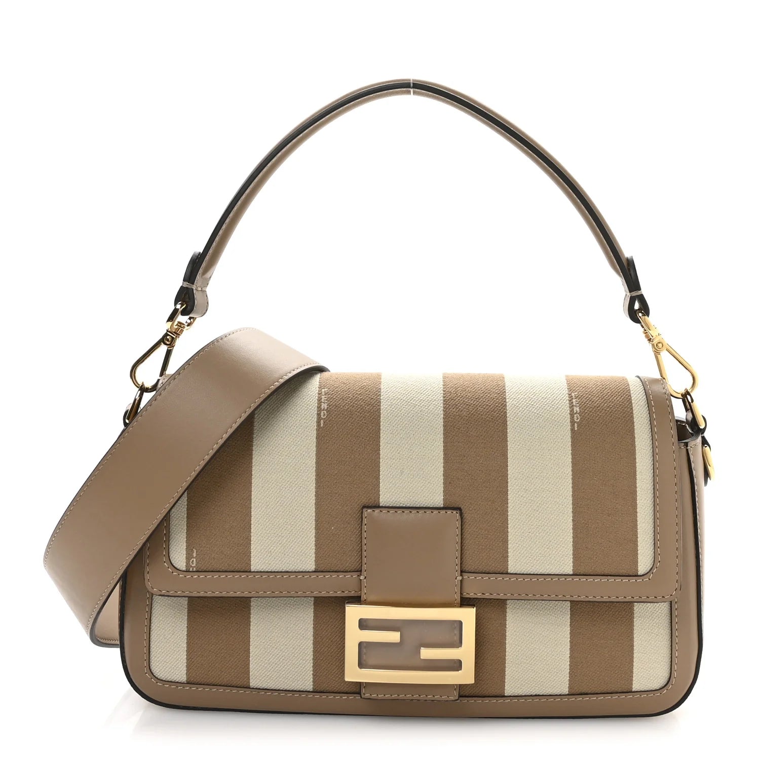 Fendi Baguette - Canvas Pequin Striped Baguette Beige Sand