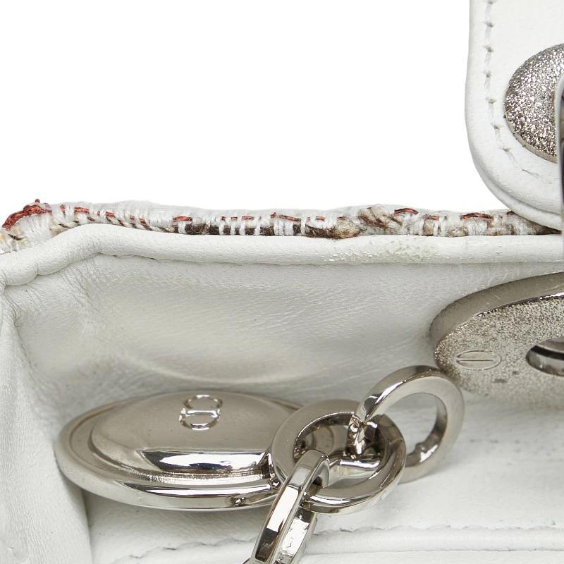 Christian Dior Lady Dior Cannage Tweed Handbag in White Multicolor Canvas & Leather – Pre-Owned