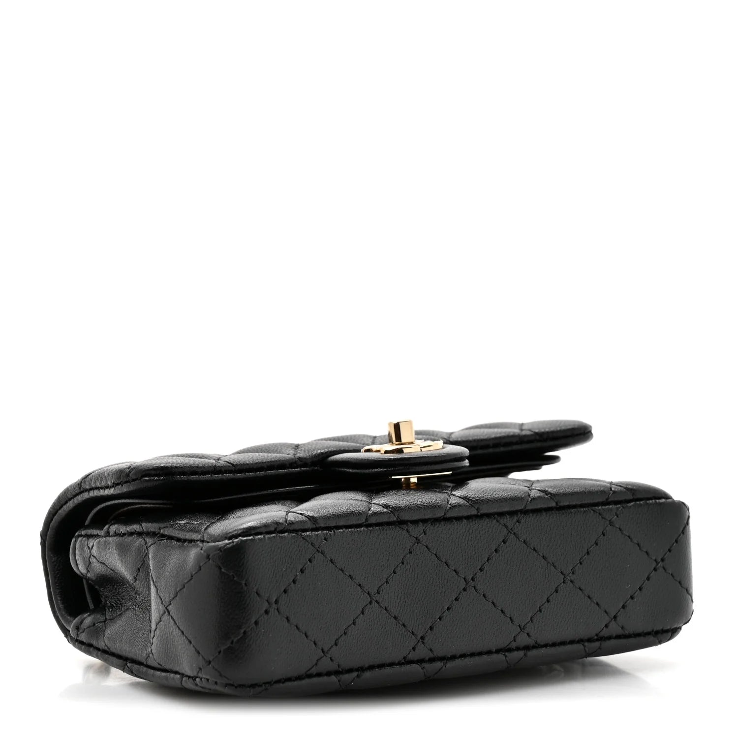 Chanel Black Lambskin Quilted Mini Flap Bag Charm with Gold Hook – Brand New