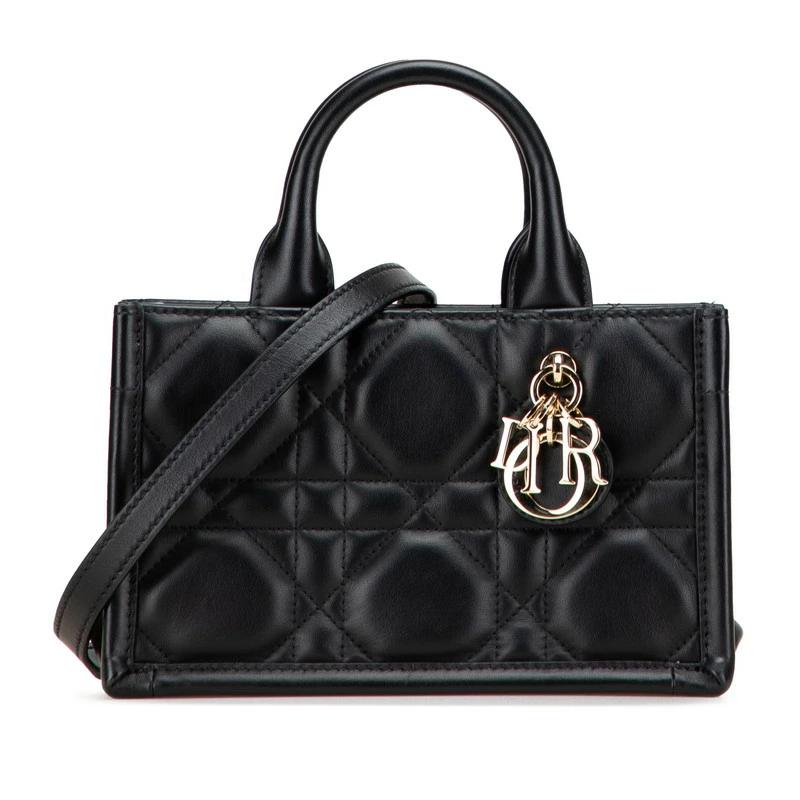 Dior Mini Book Tote Black Leather Macrocannage – Pre-Owned