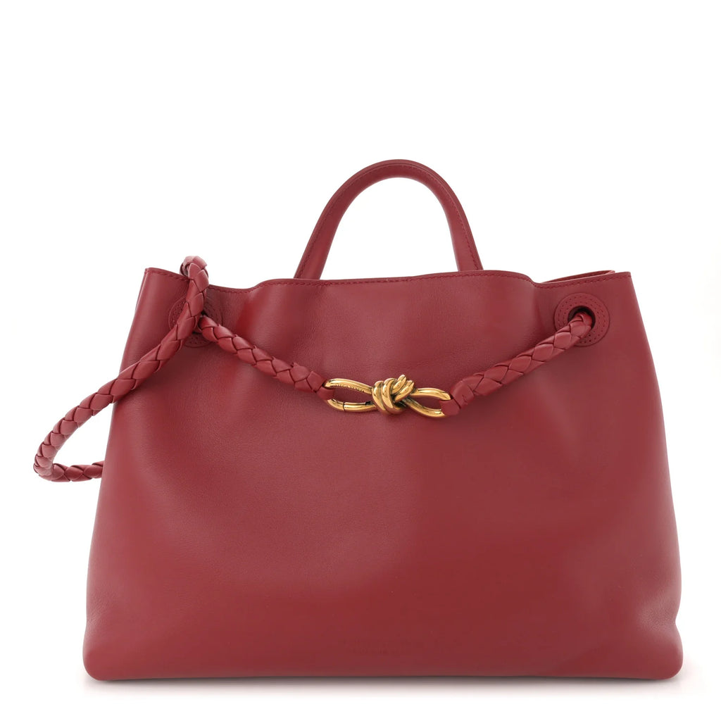 Bottega Veneta - Silky Calfskin Medium Andiamo Shoulder Bag Rosewood Space