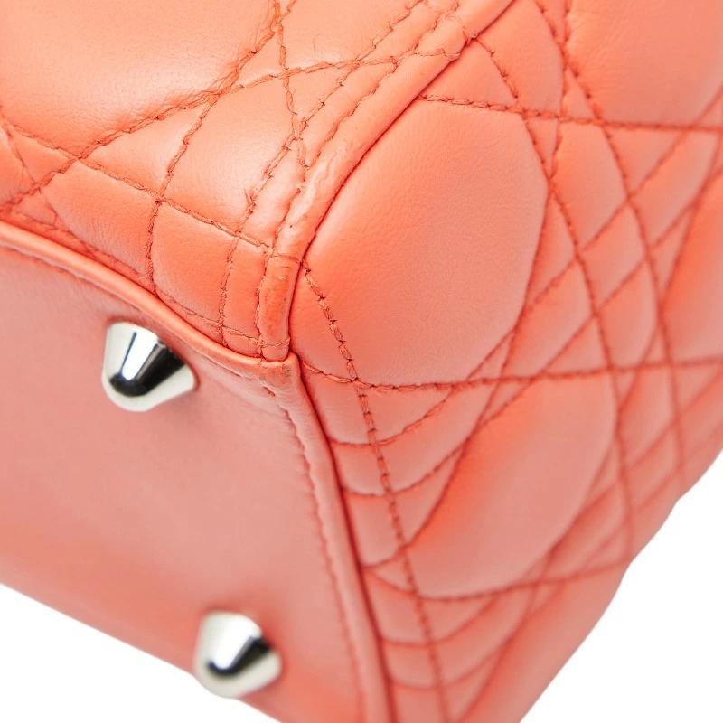 Dior Lady Dior Large Orange Leather Shoulder Bag – Pre-Owned
