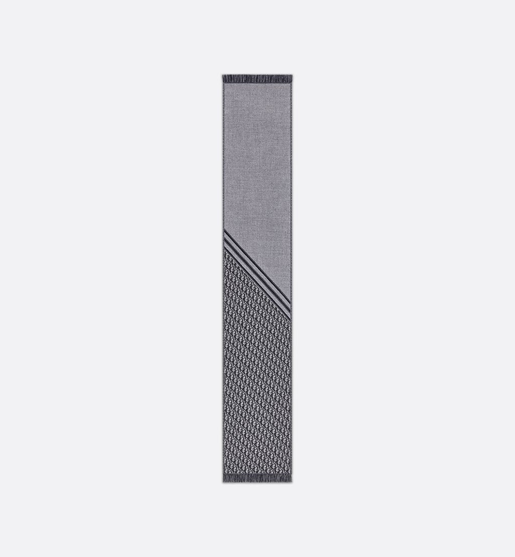 DIOR OBLIQUE SCARF BLACK & GRAY WOOL | LUXURY DESIGNER SCARF