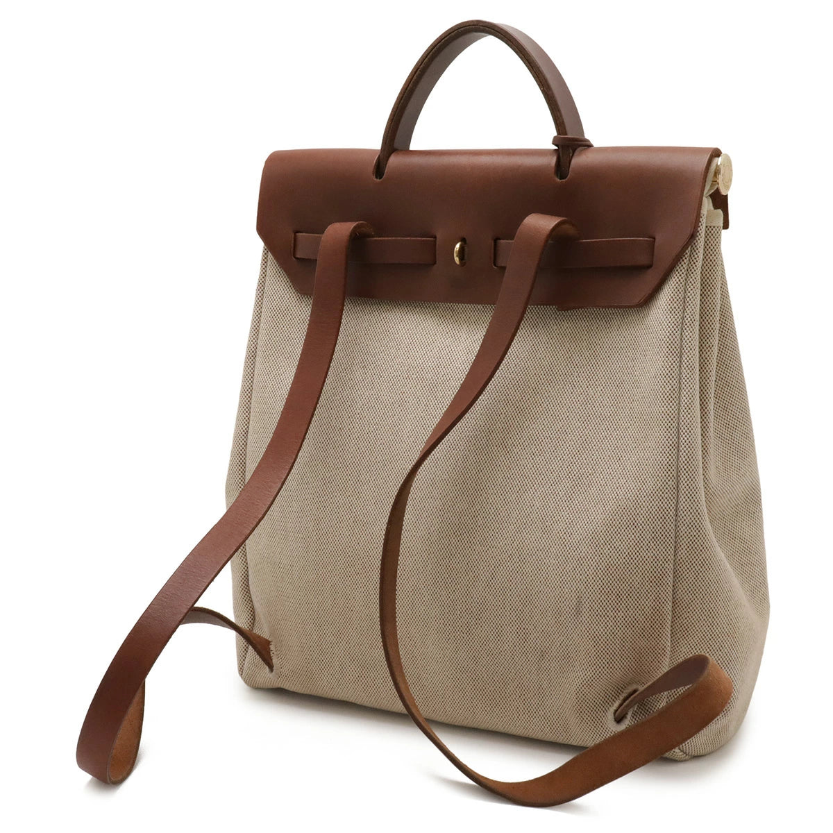 Hermès Airbag Ad PM Toile H Leather Backpack/Handbag – Beige & Brown, E Stamp