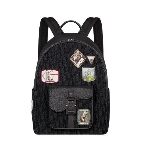 DIOR SADDLE ZIP BACKPACK | BLACK DIOR OBLIQUE JACQUARD LUXURY BACKPACK