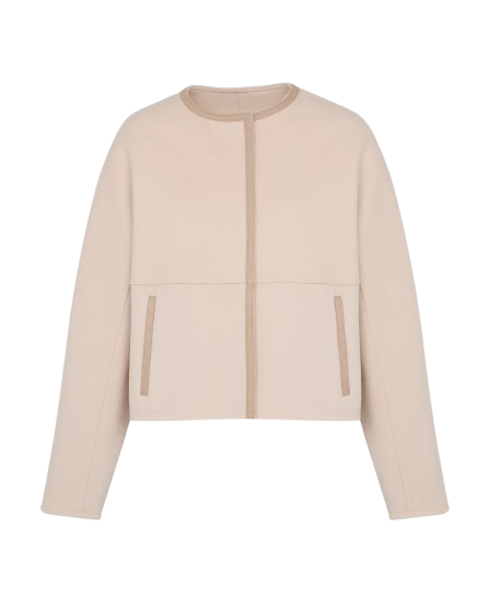 SMALL CASHMERE WOOL JACKET WITH LEATHER TRIM | YVES SALOMON