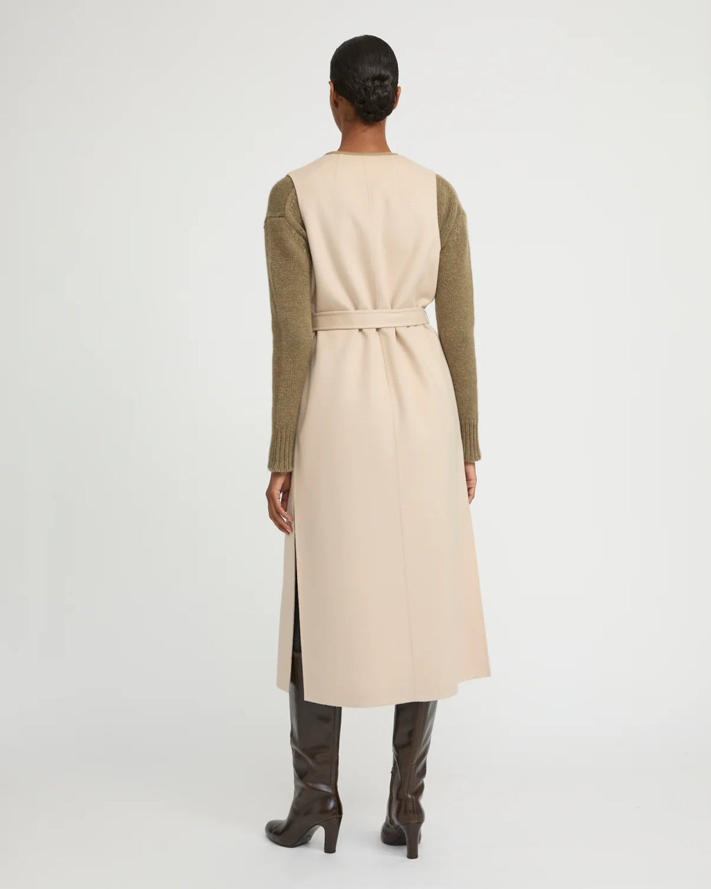 LONG CASHMERE WOOL CARDIGAN | YVES SALOMON LUXURY BEIGE OUTERWEAR