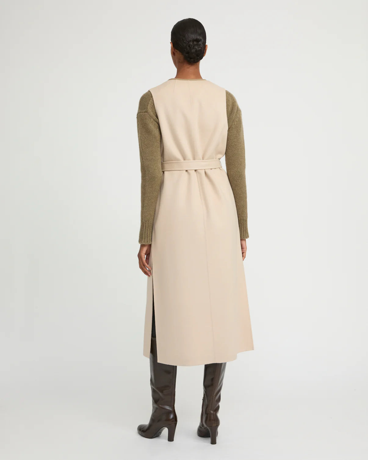 LONG CASHMERE WOOL CARDIGAN | YVES SALOMON LUXURY BEIGE OUTERWEAR