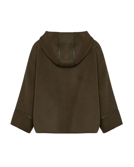 CASHMERE WOOL JACKET WITH LEATHER TRIM | YVES SALOMON LUXURY