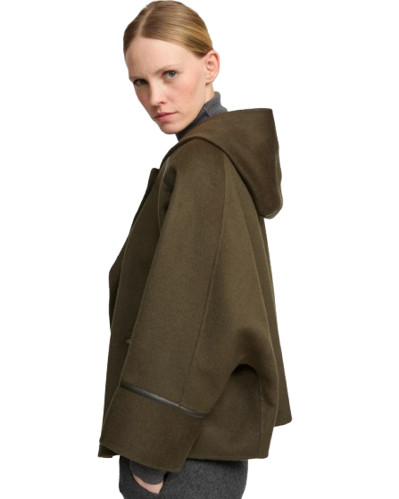 CASHMERE WOOL JACKET WITH LEATHER TRIM | YVES SALOMON LUXURY