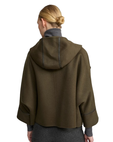 CASHMERE WOOL JACKET WITH LEATHER TRIM | YVES SALOMON LUXURY