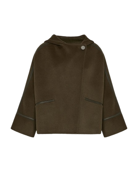 CASHMERE WOOL JACKET WITH LEATHER TRIM | YVES SALOMON LUXURY