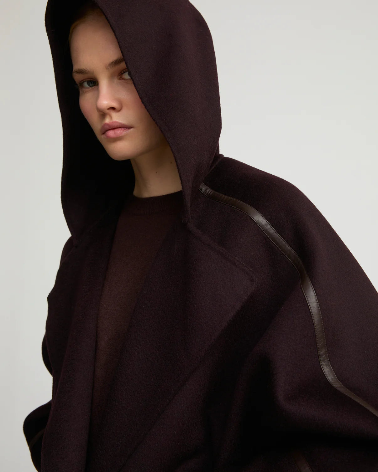 CASHMERE WOOL JACKET WITH LEATHER TRIM | YVES SALOMON LUXURY OUTERWEAR