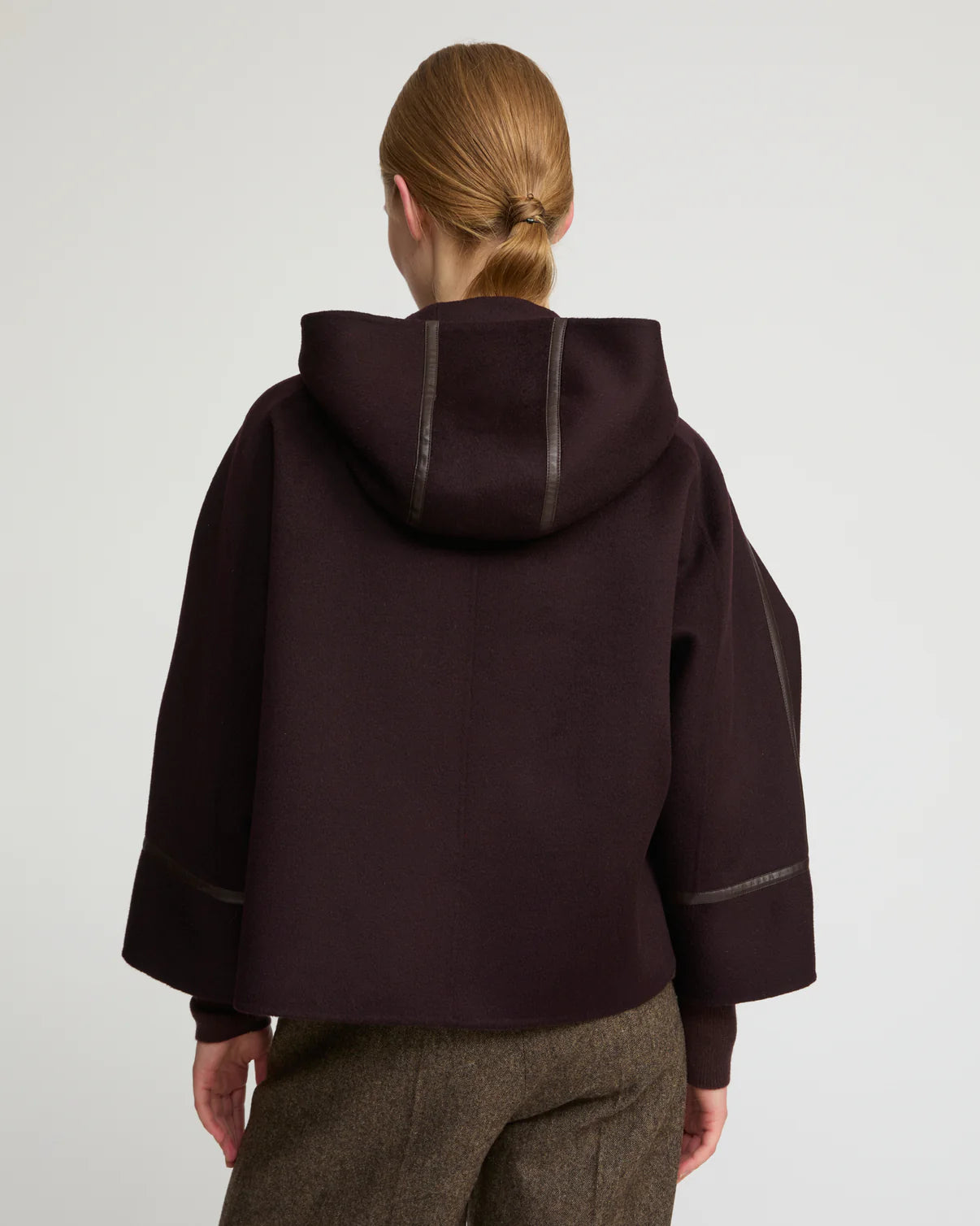 CASHMERE WOOL JACKET WITH LEATHER TRIM | YVES SALOMON LUXURY OUTERWEAR