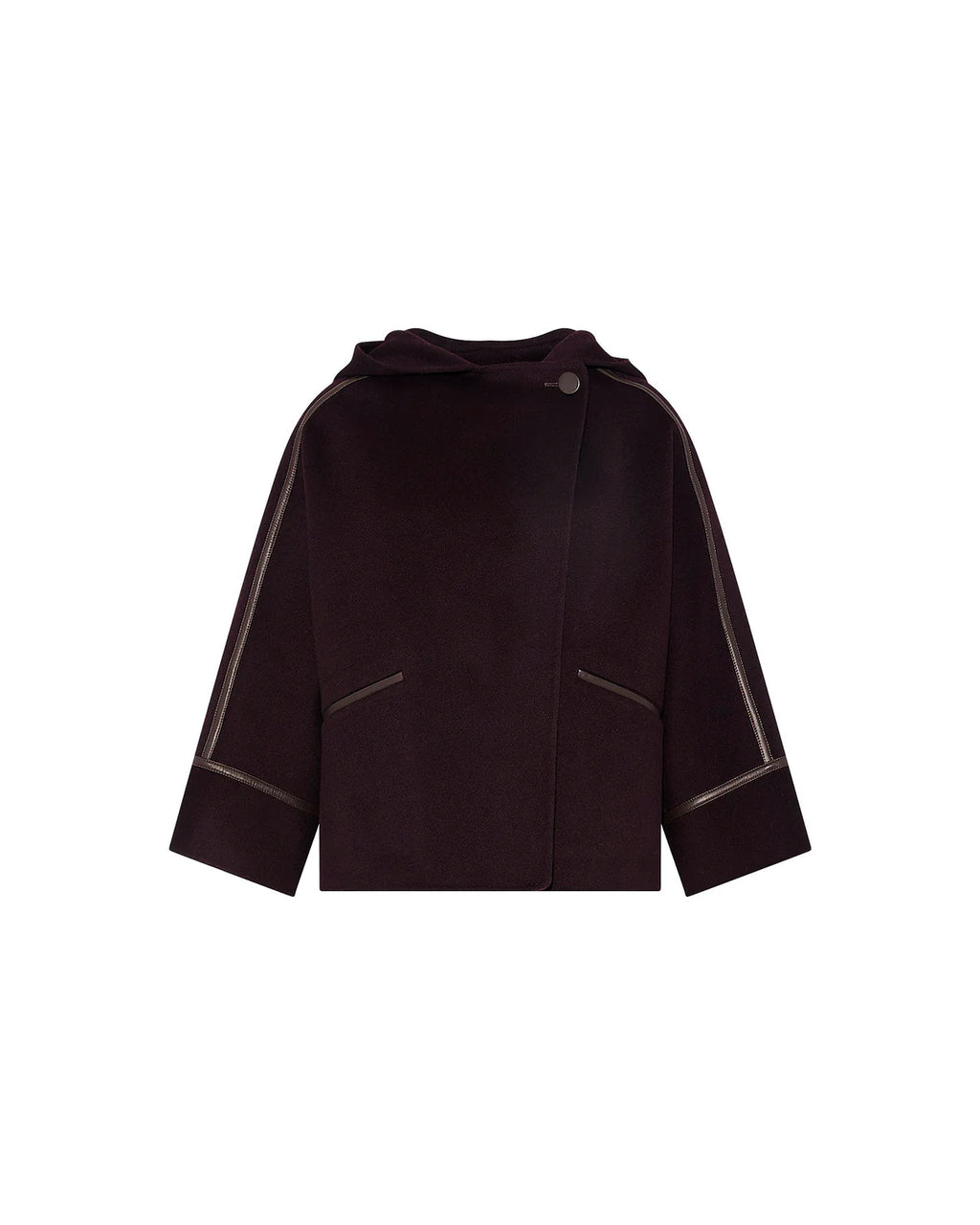 CASHMERE WOOL JACKET WITH LEATHER TRIM | YVES SALOMON LUXURY OUTERWEAR