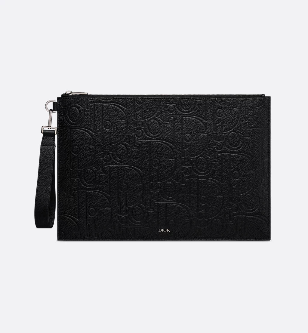 DIOR A4 POUCH BLACK DIOR GRAVITY LEATHER | LUXURY DESIGNER POUCH