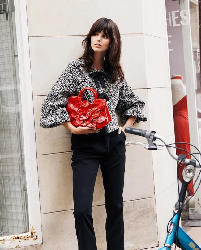 ANGEL – A/F BLACK FLORAL JACQUARD CROPPED JACKET | COUTURE-INSPIRED STATEMENT PIECE