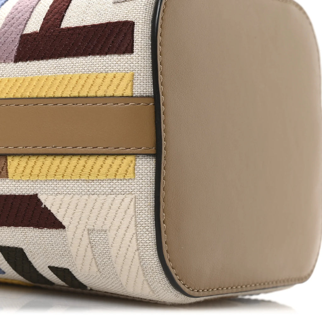 FENDI - Canvas Vitello King  Mini Mon Tresor Bucket Bag Dusty Mauve Cappuccino Multicolo