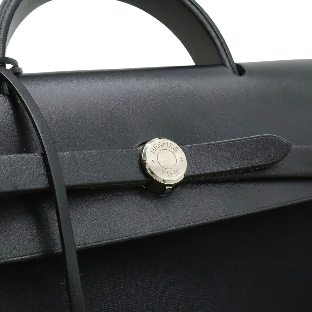 Hermès Airbag Ad PM Backpack/Handbag Black Toile Officier Leather – G Stamp