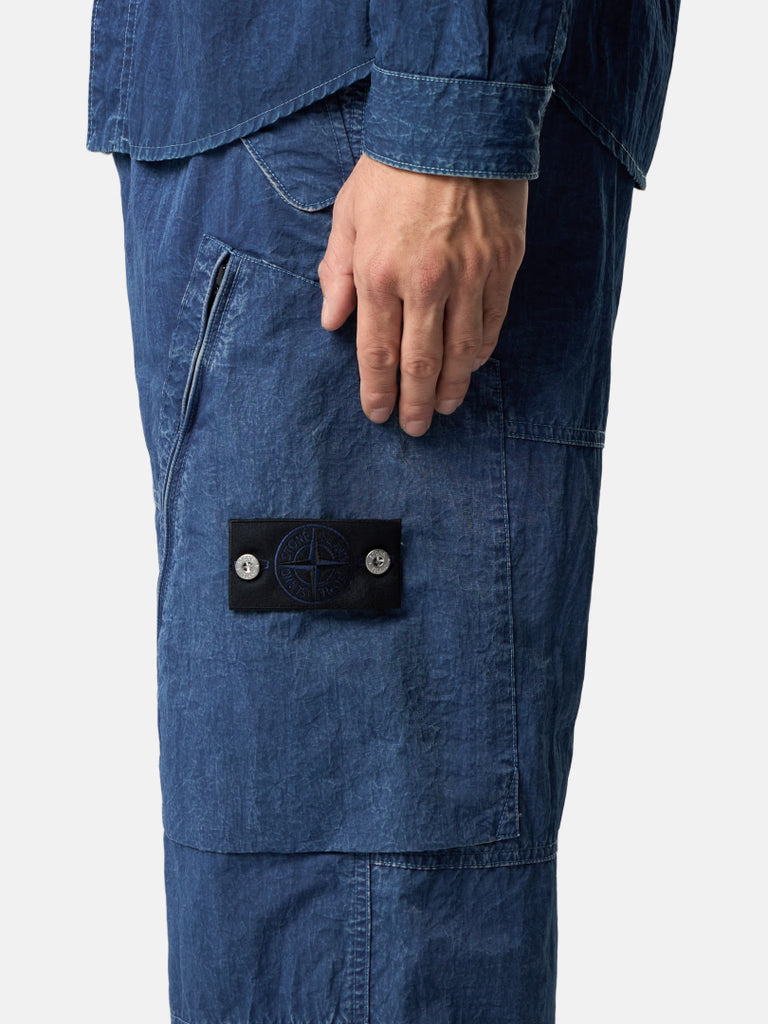 WIDE-LEG INDIGO CARGO TROUSERS | HOLLOW FIBER NYLON INDIGO-TC PANTS