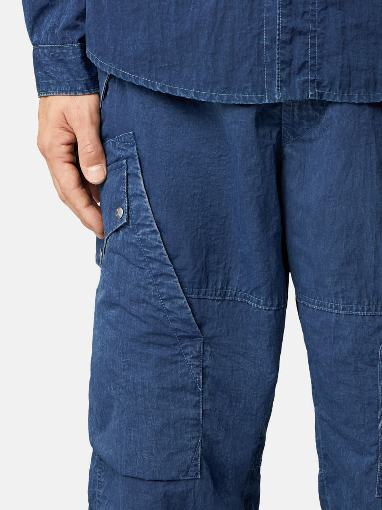 WIDE-LEG INDIGO CARGO TROUSERS | HOLLOW FIBER NYLON INDIGO-TC PANTS