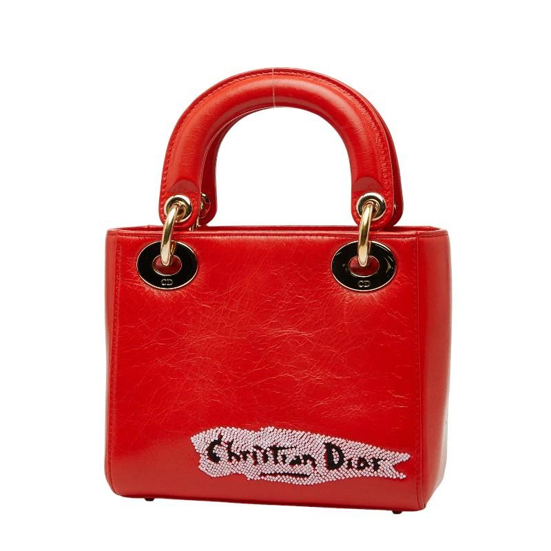Christian Dior Lady Dior Mini Cannage Handbag in Red Leather – Pre-Owned