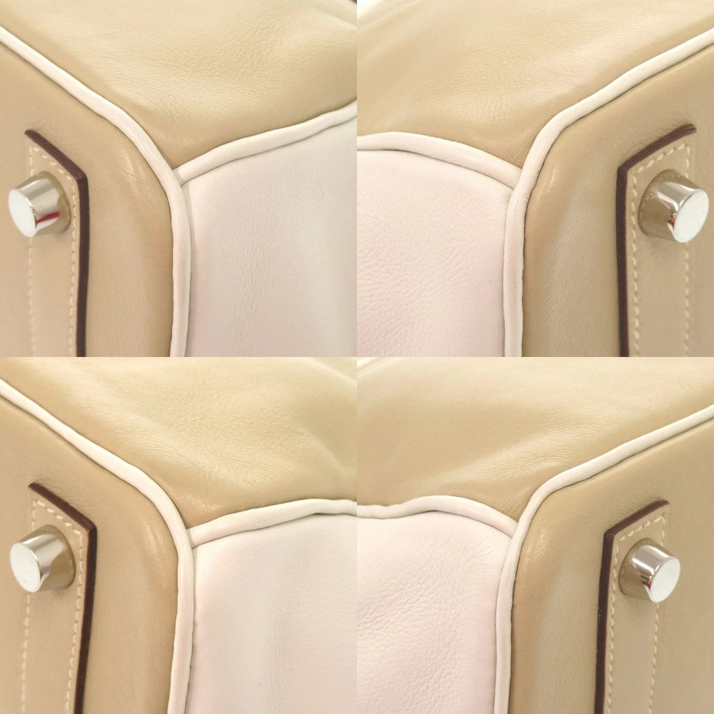 Hermès Birkin 25 HSS Swift Leather Beige & White – Silver Hardware – O Stamp (2011) – Pre-Owned