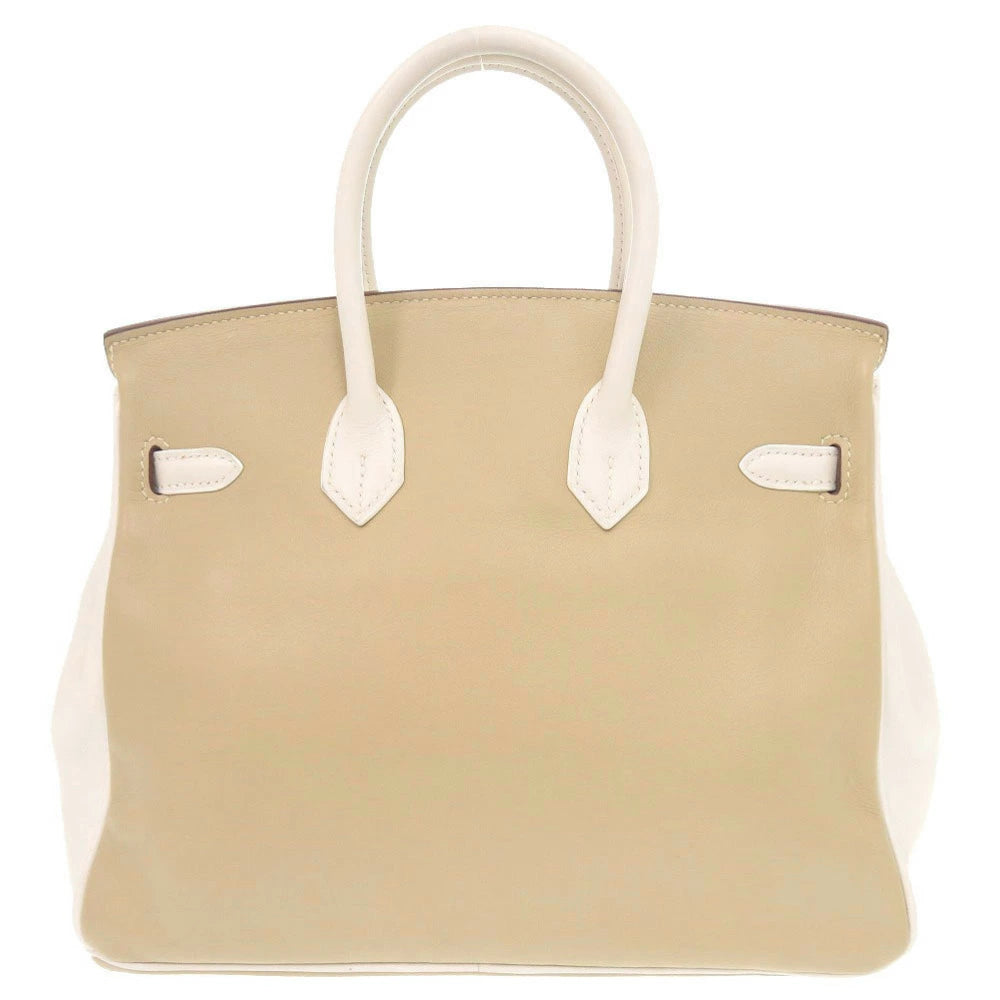 Hermès Birkin 25 HSS Swift Leather Beige & White – Silver Hardware – O Stamp (2011) – Pre-Owned
