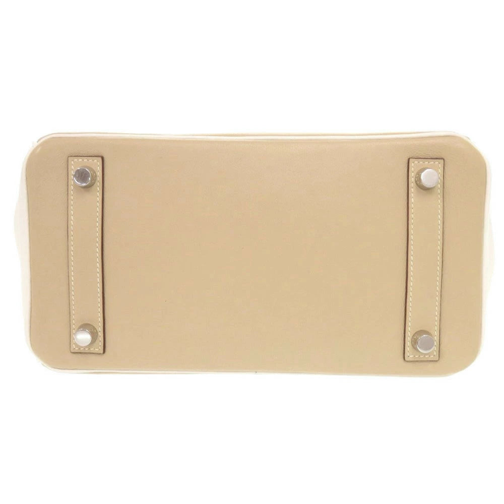 Hermès Birkin 25 HSS Swift Leather Beige & White – Silver Hardware – O Stamp (2011) – Pre-Owned