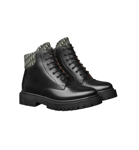 DIOR EXPLORER III ANKLE BOOT | BLACK CALFSKIN & DIOR OBLIQUE JACQUARD