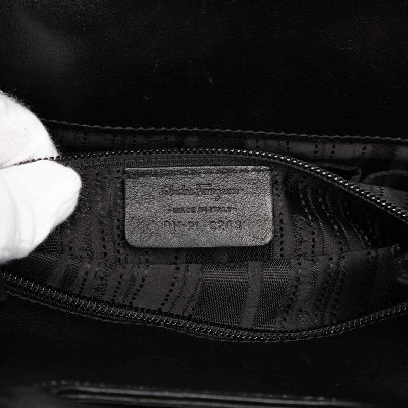 Salvatore Ferragamo Gancini Black Suede & Leather Shoulder Bag – Pre-Owned