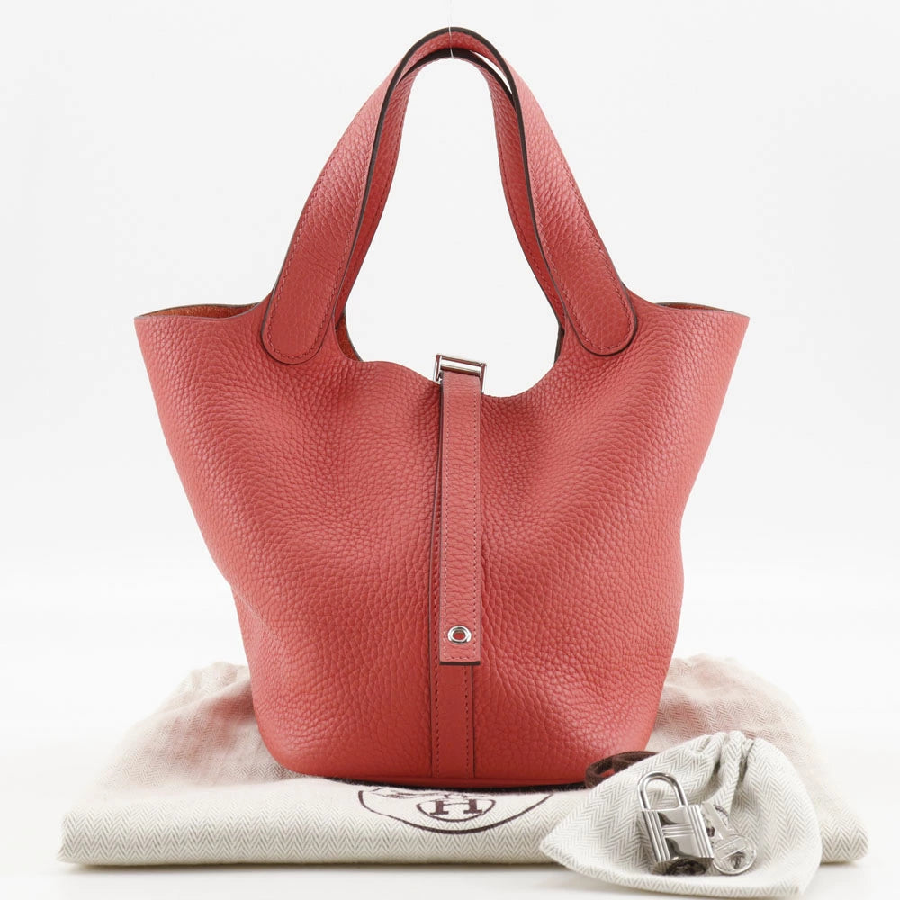 Hermès Picotin Lock 18 PM Rose Texas Taurillon Clemence Leather Handbag – Palladium Hardware – Pre-Owned