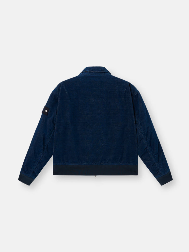 INDIGO MICRO CORDUROY BOMBER JACKET | LIGHT PADDED VELVET JACKET
