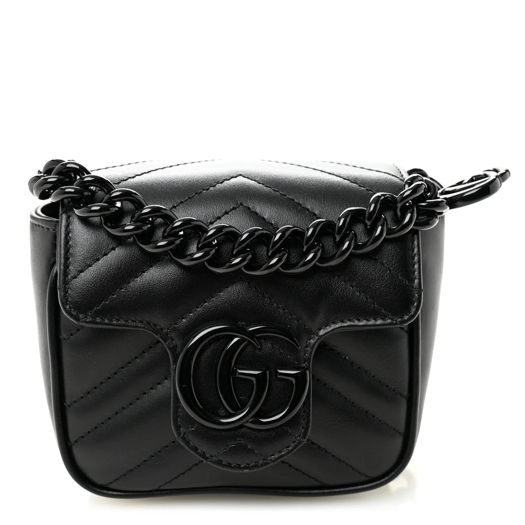 Gucci GG Marmont Matelassé Monochrome Chain Mini Belt Bag - Calfskin