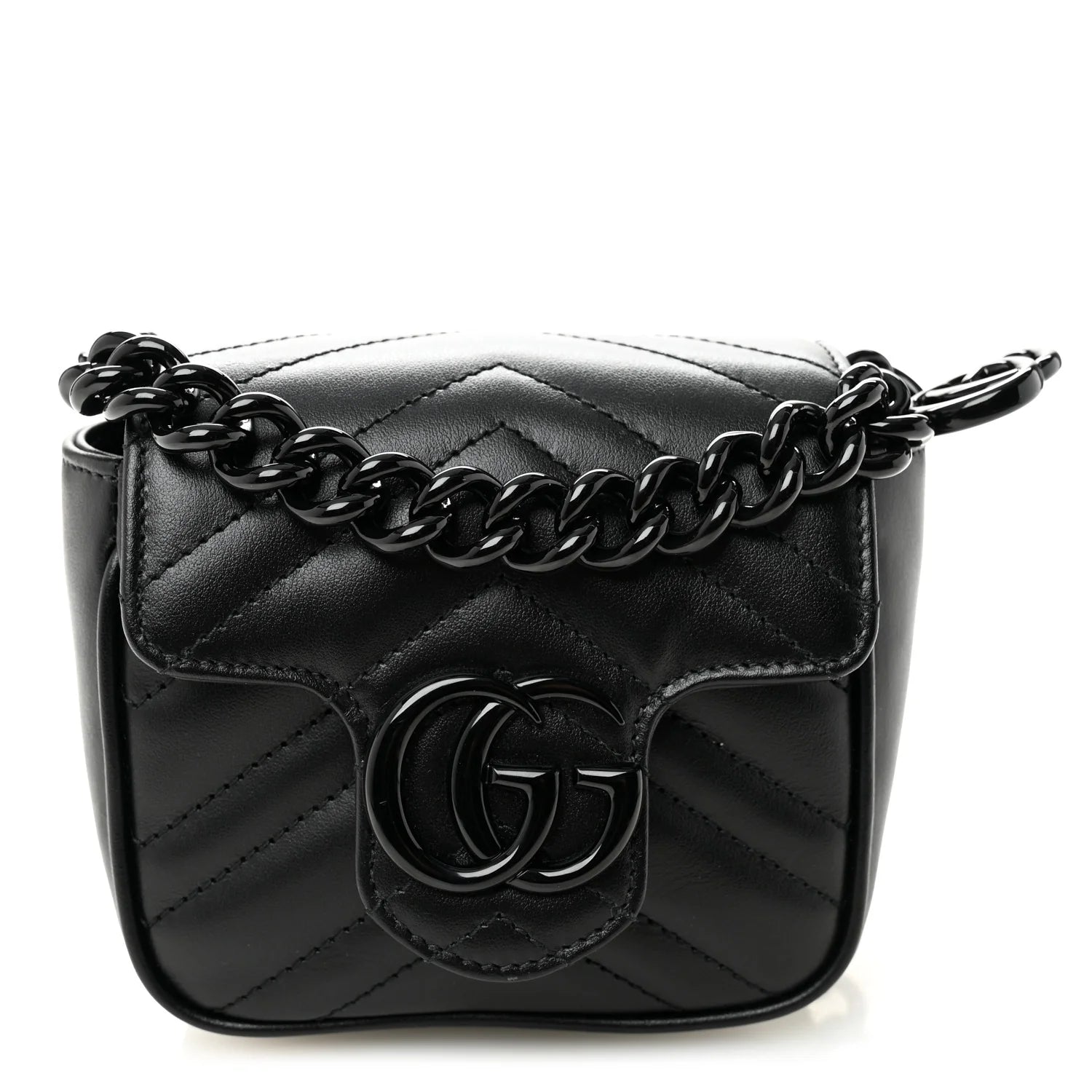 Gucci GG Marmont Matelassé Monochrome Chain Mini Belt Bag - Calfskin
