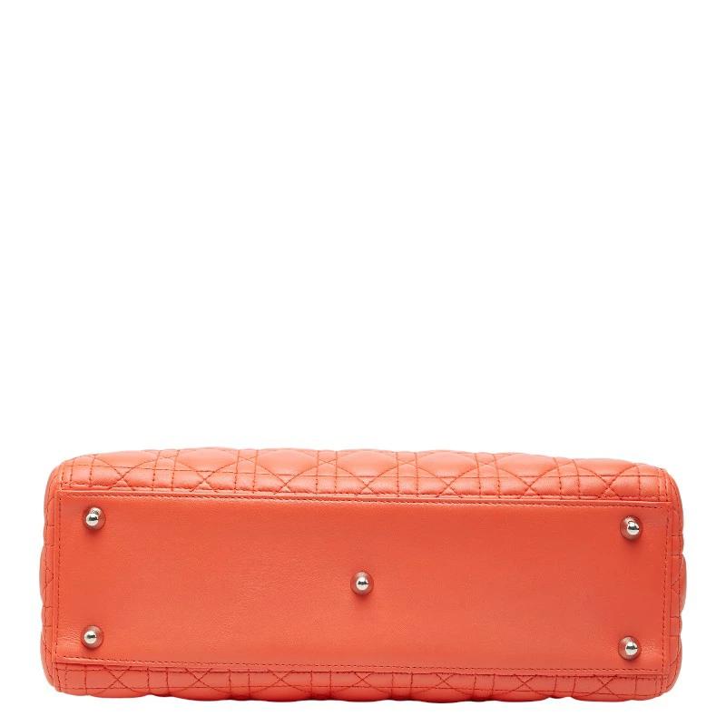 Dior Lady Dior Large Orange Leather Shoulder Bag – Pre-Owned