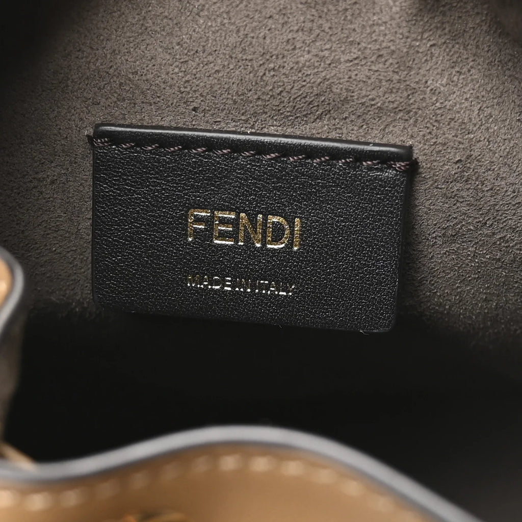 FENDI - Canvas Vitello King  Mini Mon Tresor Bucket Bag Dusty Mauve Cappuccino Multicolo