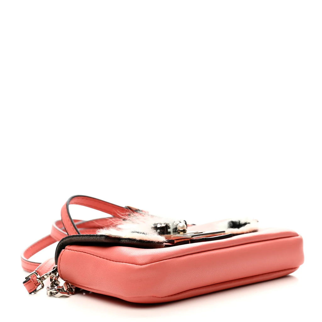 Fendi Baguette - Nappa Rabbit Fox Fur Micro Buggie Baguette Coral