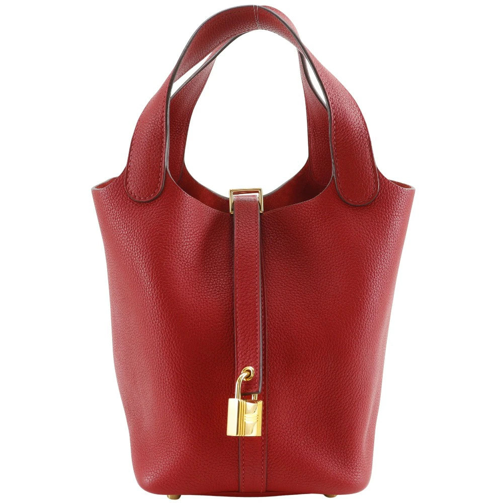 Hermès Picotin Lock 18 PM Red Taurillon Maurice Leather Handbag with Gold Hardware – Pre-Owned