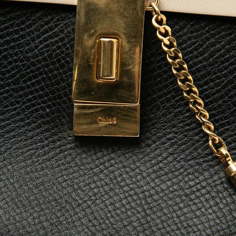 Chloé Drew Pre-Owned Black & Beige Leather Chain Shoulder Bag