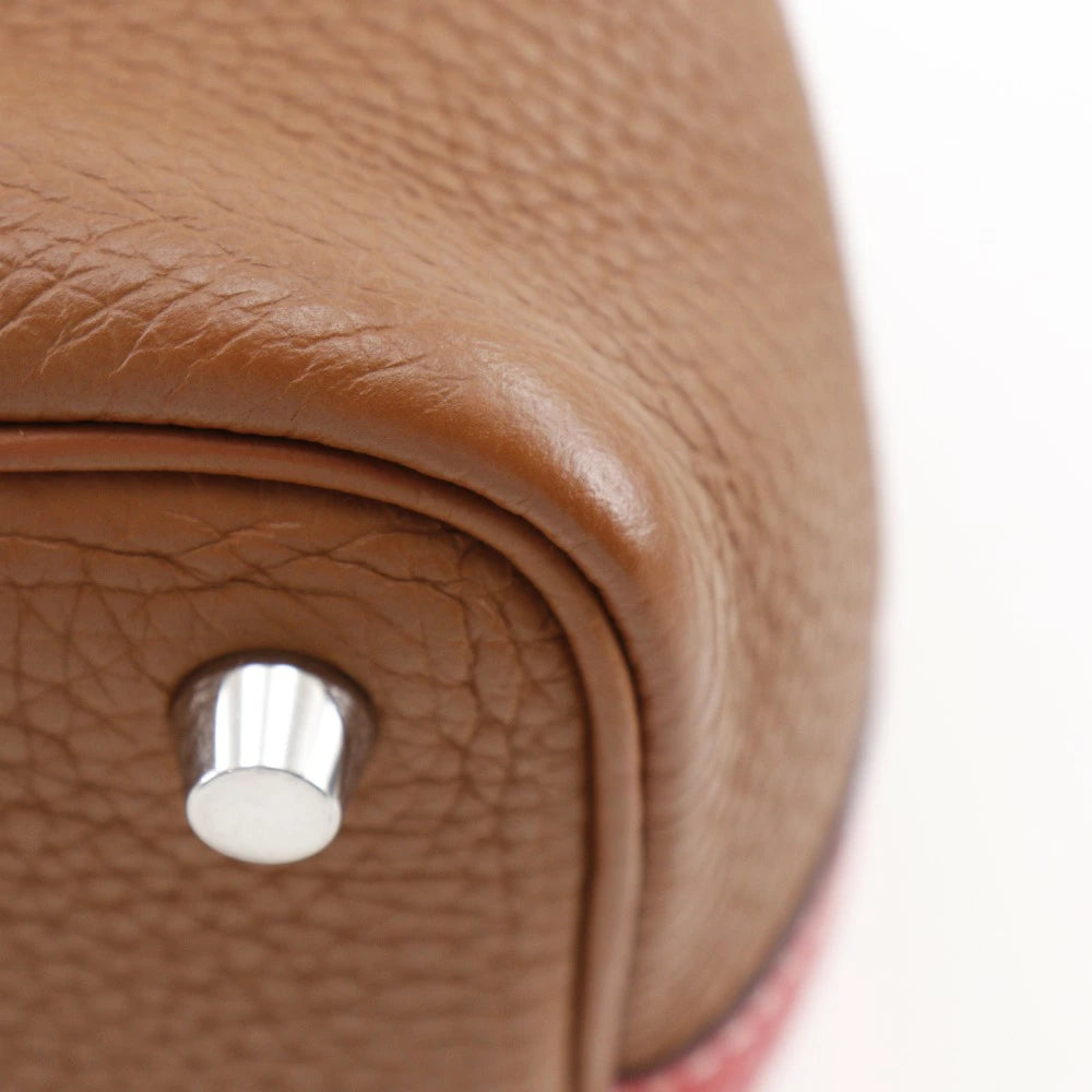 Hermès Picotin Lock Kazak 18 Two-Tone Taurillon Clemence Leather Handbag – Brown & Red – Pre-Owned