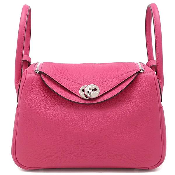 Hermès Lindy 26 Rose Shocking Taurillon Clemence Leather Shoulder Bag with Palladium Hardware – Pre-Owned, Like New