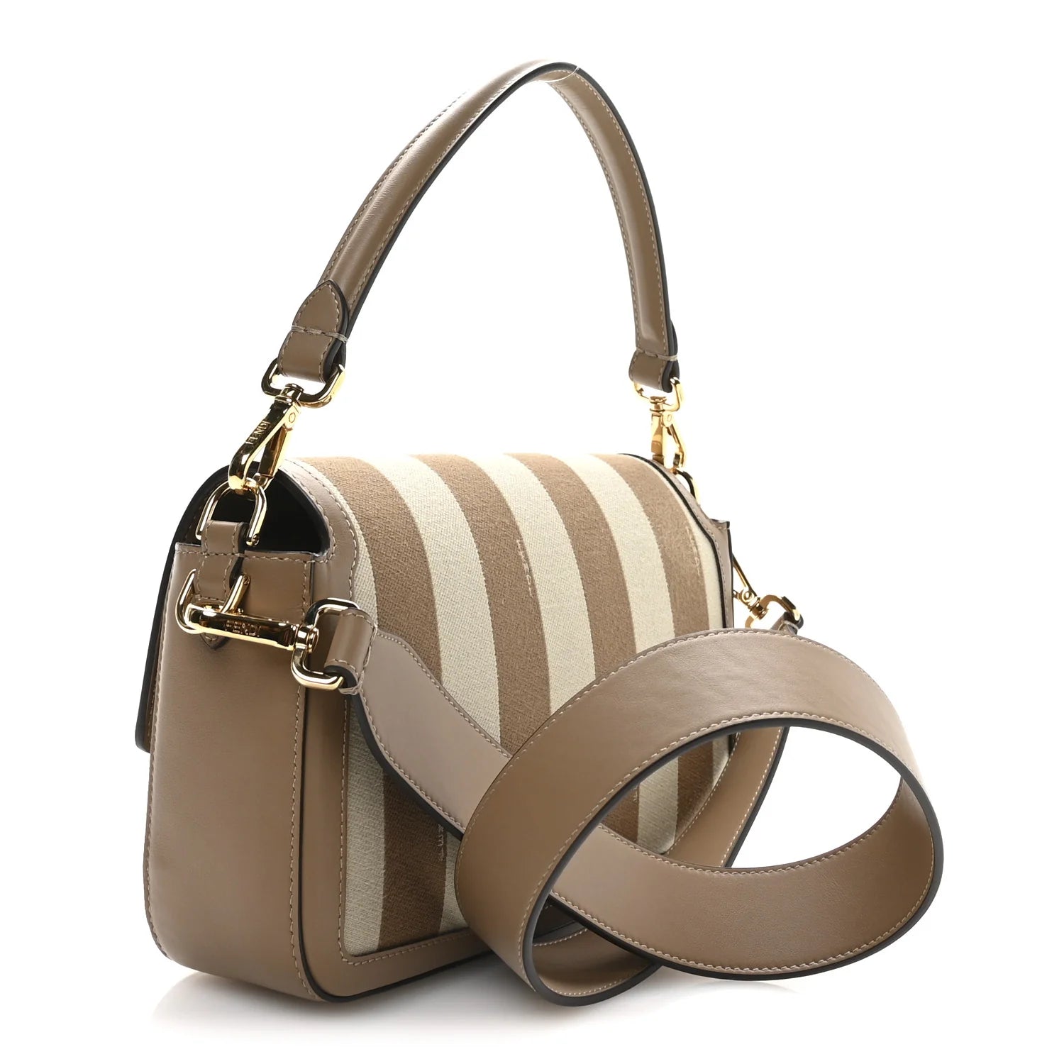 Fendi Baguette - Canvas Pequin Striped Baguette Beige Sand